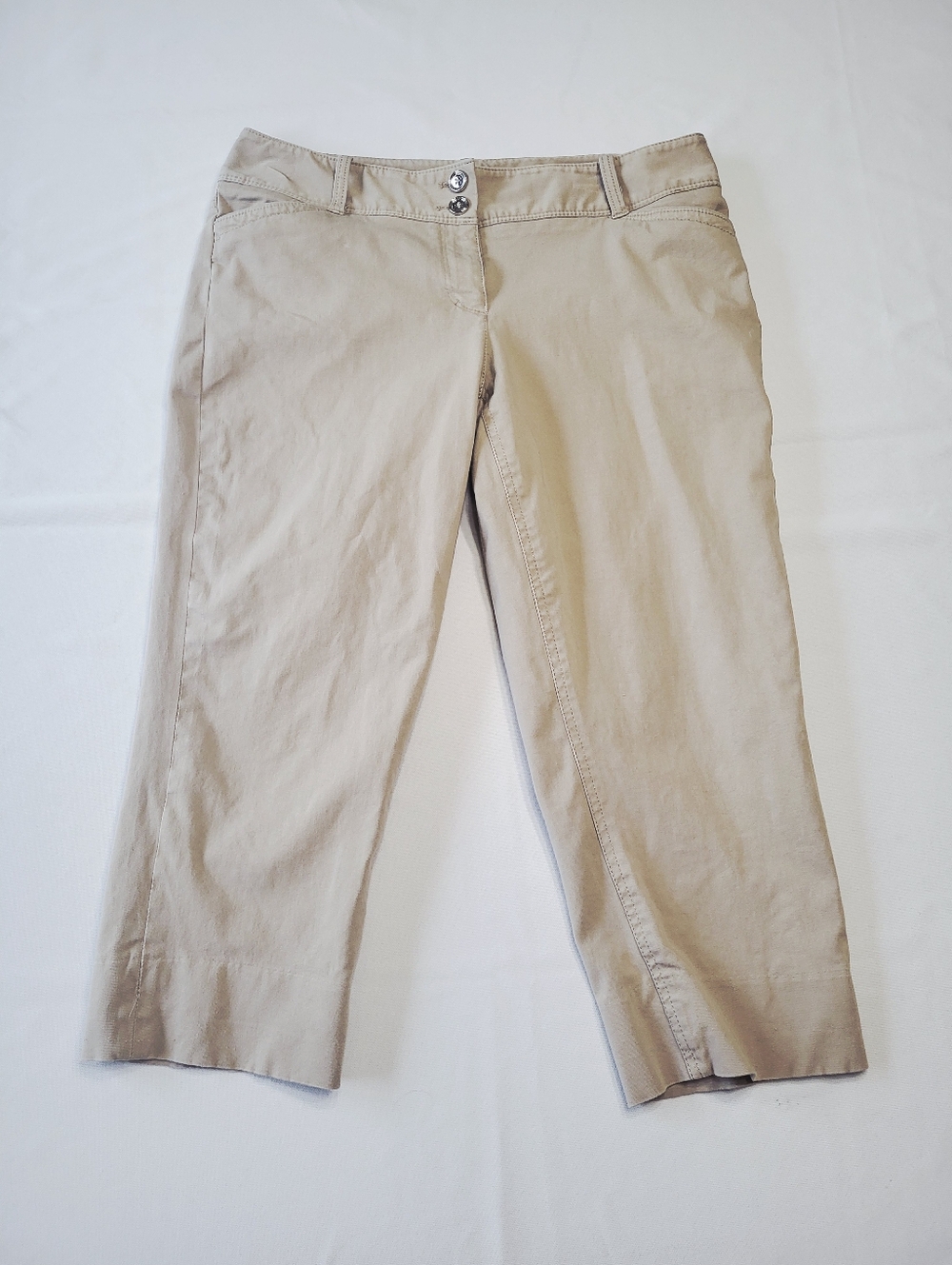 White House Black Market Pants Women's Size 10 Slim Crop Straight Cotton Beige